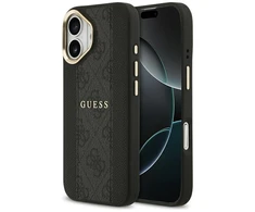 GUESS dėklas, skirtas IPHONE 17, suderinamas su MagSafe GUHMP17SPG4SEMCK (PU su 4G juostele), juodas