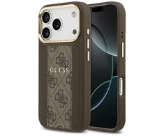 GUESS dėklas, skirtas IPHONE 17 Pro, suderinamas su MagSafe GUHMP17LPG4SEMCW (PU su 4G juostele), rudas
