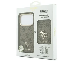 Dėklas Guess 4G su Magsafe pinigine, skirtas iPhone 18 Pro / 17 Pro, rudas