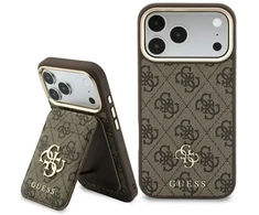 Dėklas Guess 4G su portfelem Magsafe do iPhone 18 Pro / 17 Pro ruda