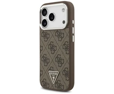 GUESS dėklas, skirtas IPHONE 17 Pro, suderinamas su MagSafe GUHMP17LP4TSRCMW (PU 4G su trikampio logotipu SL), ruda