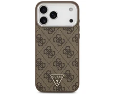 GUESS dėklas, skirtas IPHONE 17 Pro Max, suderinamas su MagSafe GUHMP17XP4TSRCMW (PU 4G su trikampio logotipu SL), ruda