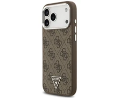 GUESS dėklas, skirtas IPHONE 17 Pro Max, suderinamas su MagSafe GUHMP17XP4TSRCMW (PU 4G su trikampio logotipu SL), ruda