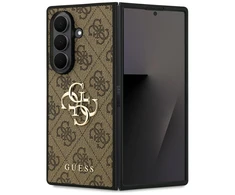 Guess PU 4G Metal Logo dėklas skirtas Samsung Galaxy Z Fold 7 rudos spalvos