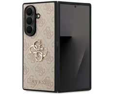 Guess PU 4G Metal Logo dėklas skirtas Samsung Galaxy Z Fold 7 rožinės spalvos
