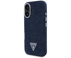 Guess Denim Triangle Logo MagSafe iPhone 16 Dėklas - Mėlyna