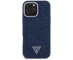 Guess Denim Triangle Logo MagSafe iPhone 16 Pro Dėklas - Mėlyna
