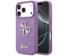Dėklas Guess Fixed Glitter Big 4G skirtas Apple iPhone 17 Pro lilac