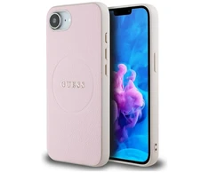 Guess PU Grained Classic Logo MagSafe Apple iPhone 16e dėklas telefonui rožinės spalvos
