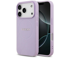 „Guess Grained Ring MagSafe“ dėklas Apple iPhone 17 Pro violetinis