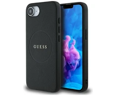 GUESS dėklas skirtas Apple iPhone 16e (SE 4 2025) suderinamas su MagSafe GUHMPSE4PGHSMMK (PU Grained Gold Ring) juodos spalvos
