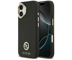 Dėklas Guess Grained Strass Logo MagSafe skirtas Apple iPhone 17 juodos spalvos