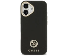 Dėklas Guess Grained Strass Logo MagSafe Apple iPhone 17 juodos spalvos