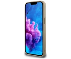 Guess Grained Triangle MagSafe dėklas iPhone 16e - ruda