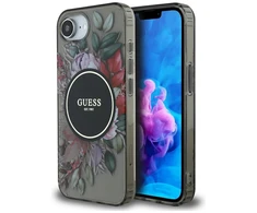 Guess IML Flowers MagSafe iPhone 16e Dėklas - Juodas
