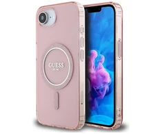 Guess IML Glitter Circle MagSafe dėklas iPhone 16e - rožinis