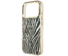 Dėklas Guess IML Zebra Glitter Triangle Logo MagSafe iPhone 17 Pro / 18 Pro Case - Gold