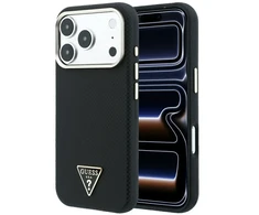 Dėklas Guess Kevlar Triangle Logo MagSafe Case for iPhone 18 Pro Max / 17 Pro Max - Juodas