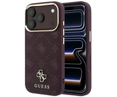 Dėklas Guess Peony 4G Small Logo MagSafe do iPhone 18 Pro Max / 17 Pro Max bordo spalvos
