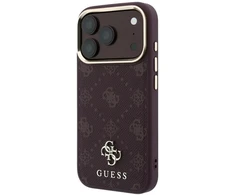 Dėklas Guess Peony 4G Small Logo MagSafe do iPhone 18 Pro Max / 17 Pro Max bordo spalvos