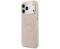 GUESS dėklas, skirtas IPHONE 17 Pro Max, suderinamas su MagSafe GUHMP17XPSAMSECP (PU su bijūnų karštu antspaudu), rožinis