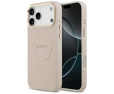GUESS dėklas, skirtas IPHONE 17 Pro Max, suderinamas su MagSafe GUHMP17XPSAMSECP (PU su bijūnų karštu antspaudu), rožinis