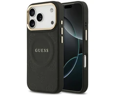 GUESS dėklas, skirtas IPHONE 17 Pro, suderinamas su MagSafe GUHMP17LPSAMSECK (PU W/ Peony Hot Stamp) juodas