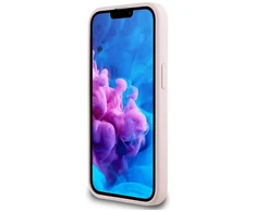Dėklas Guess Silicone Script Metal Logo MagSafe iPhone 16e Case - Rožinė
