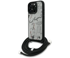 Dėklas Karl Lagerfeld Crossbody Grained Pattern &amp; Logo Case for iPhone 16 Pro - Gray