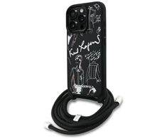 Dėklas Karl Lagerfeld Crossbody Grained Pattern &amp; Logo Case for iPhone 16 Pro Max - Juodas