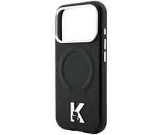 Dėklas Karl Lagerfeld case for IPHONE 18 Pro Max/17 Pro Max compatible with MagSafe (Grained Embossed Ring &amp; Kameo Logo) juodas