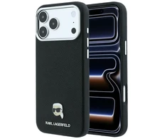 Dėklas Karl Lagerfeld Grained Karl Head Metal MagSafe do iPhone 18 Pro Max / 17 Pro Max juoda