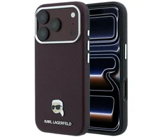 Dėklas Karl Lagerfeld case for IPHONE 18 Pro Max/ 17 Pro Max compatible with MagSafe (Grained Karl Head Metal) burgundy
