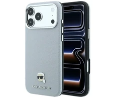 Dėklas Karl Lagerfeld Grained Karl Head Metal MagSafe do iPhone 18 Pro Max / 17 Pro Max pilka