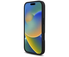 Karl Lagerfeld HC grūdėtas PU kortelių lizdas metalinis pailgas iPhone 16 Pro dėklas – Juodas