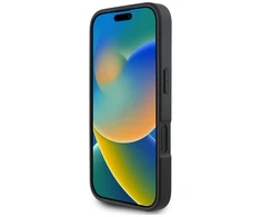 Karl Lagerfeld HC Grained PU Cardslot metalinis pailgas iPhone 16 dėklas - Juodas