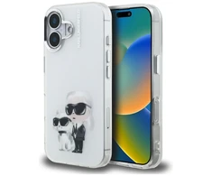 Karl Lagerfeld IML Aquarelle Karl &amp; Choupette &amp; Logo iPhone 16 dėklas - Baltas