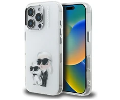 Karl Lagerfeld IML Aquarelle Karl &amp; Choupette &amp; Logo iPhone 16 Pro dėklas - Baltas