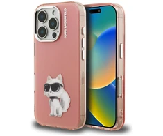 Dėklas Karl Lagerfeld IML Aquarelle Choupette &amp; Logo Case for iPhone 16 Pro Max - Rožinė