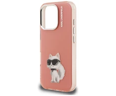 Dėklas Karl Lagerfeld IML Aquarelle Choupette &amp; Logo iPhone 16 Pro Case - Rožinė