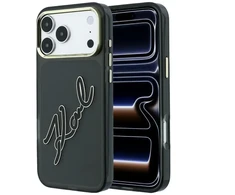 Dėklas Karl Lagerfeld IML Big Signature Resin Metal Frame Case for iPhone 18 Pro Max / 17 Pro Max - Juodas