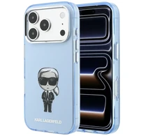 Karl Lagerfeld IML Ikonik Sketch Print MagSafe dėklas, skirtas iPhone 18 Pro Max / 17 Pro Max, šviesiai mėlynas