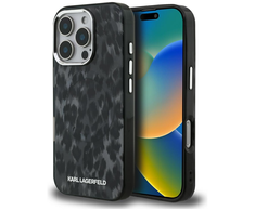 „Karl Lagerfeld IML“ leopardo rašto „MagSafe“ dėklas, skirtas „iPhone 16 Pro Max“ – Juodas