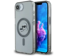 Karl Lagerfeld IML metalinis Karl &amp; Choupette Heads MagSafe iPhone 16e dėklas - Juodas