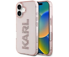 Dėklas Karl Lagerfeld IML Rhinestones Logo iPhone 16 Case - Rožinė