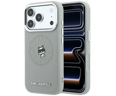 Dėklas Karl Lagerfeld Point &amp; Choupette Sketch MagSafe do iPhone 18 Pro / 17 Pro pilka