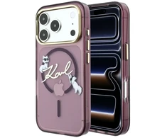 Dėklas Karl Lagerfeld Script Logo MagSafe do iPhone 18 Pro Max / 17 Pro Max bordo spalvos