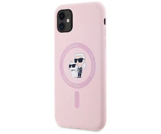 Dėklas Karl Lagerfeld Silicone Karl&amp;Choupette MagSafe iPhone 11 Case - Rožinė