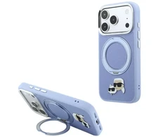 Dėklas Karl Lagerfeld su 360° žiediniu stovu Karl & Choupette Heads Pin MagSafe, skirtas iPhone 18 Pro/17 Pro