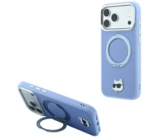 Karl Lagerfeld su 360° žiediniu stovu Choupette Head Pin MagSafe dėklas, skirtas iPhone 18 Pro Max / 17 Pro Max, šviesiai mėlynas